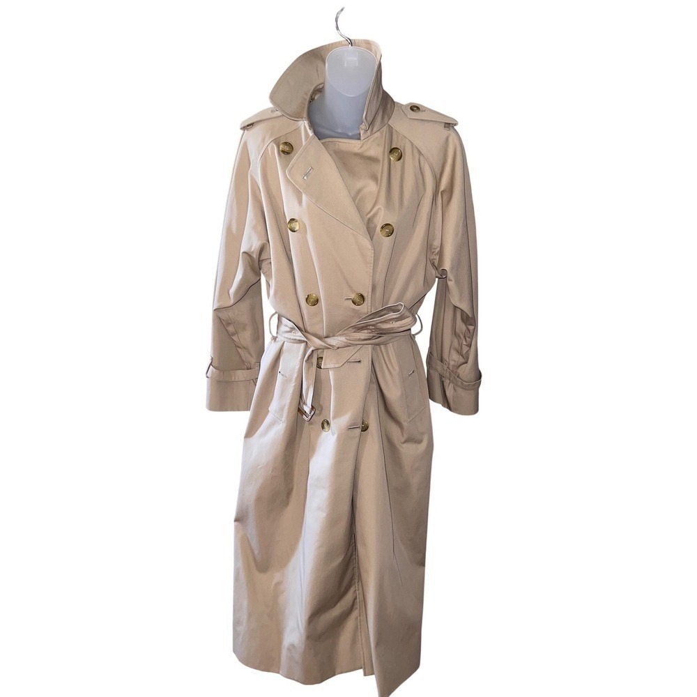 Burberrys Trench Coat 8 Long Tan Vintage‎ Nova Check Belted Double Breasted